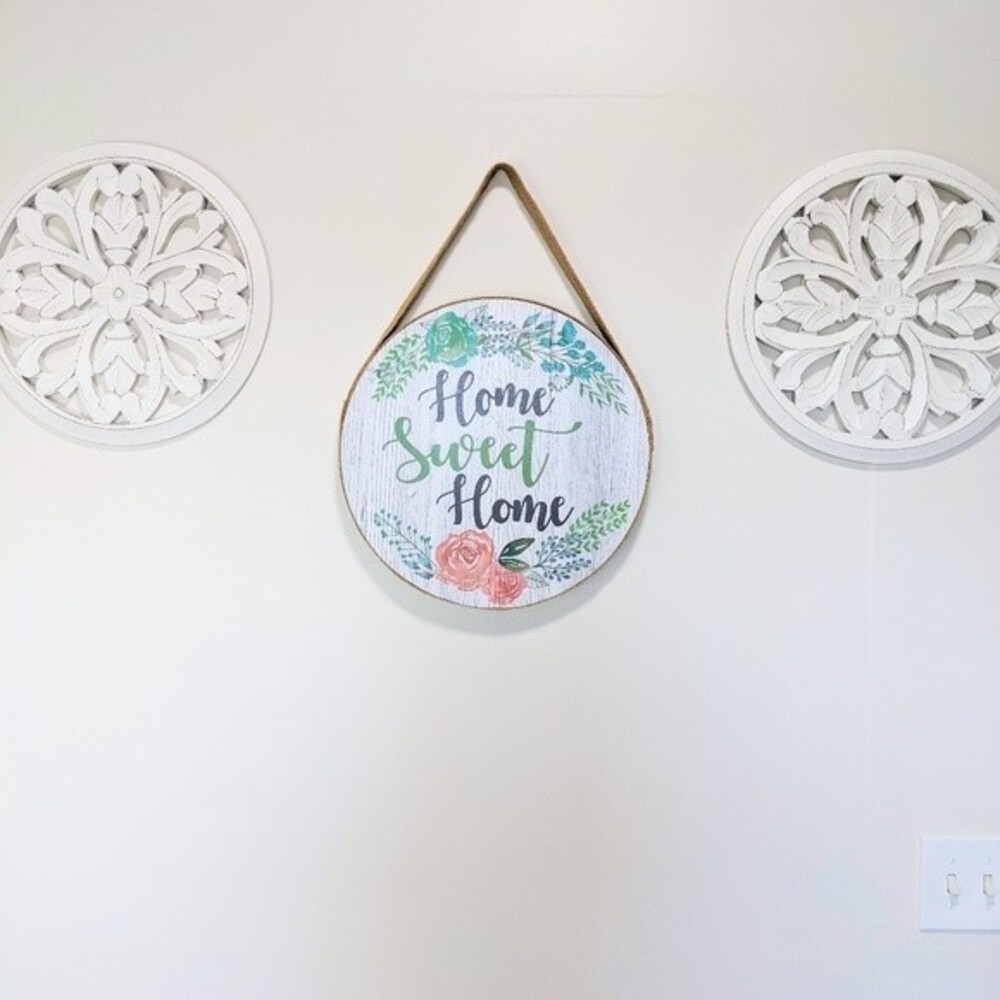 Home Sweet Home Round Wall Decor Braided Jute Rope Hanging